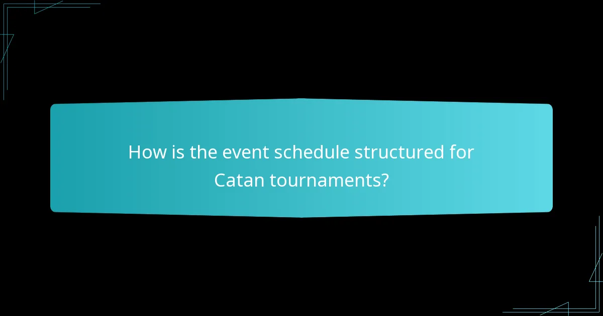 How is the event schedule structured for Catan tournaments?