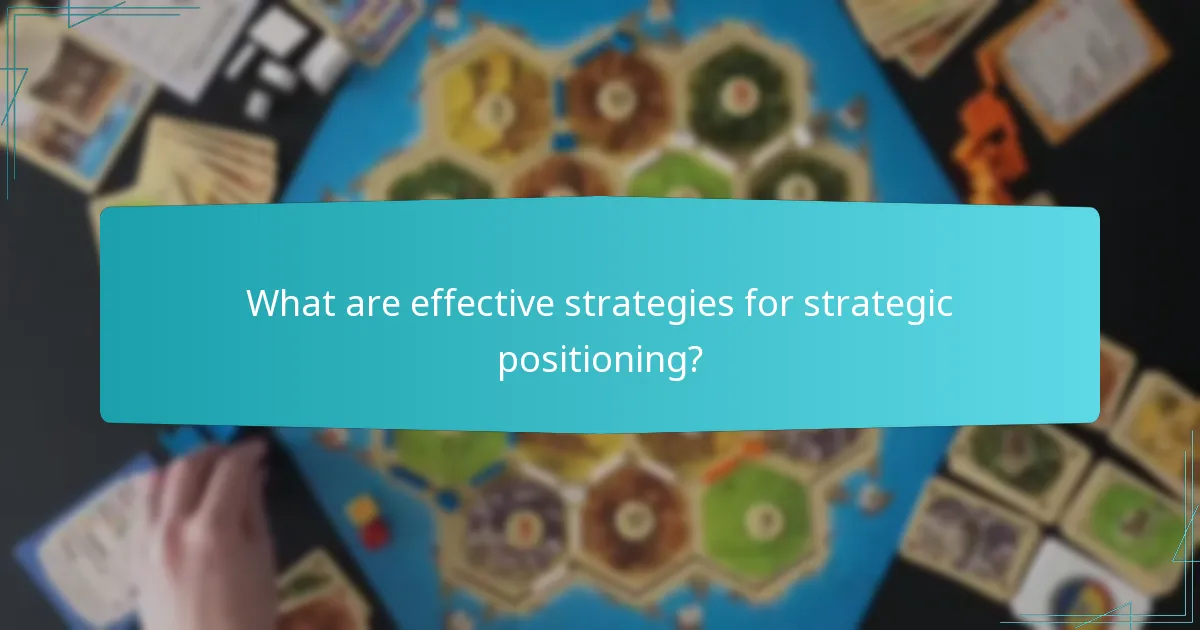 What are effective strategies for strategic positioning?